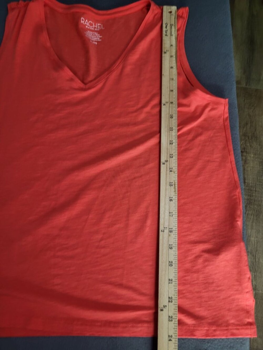 Rachel Roy V Neck Tank Top Coral Orange Casual Summer SZ XL Gathered Shoulder - Picture 6 of 7